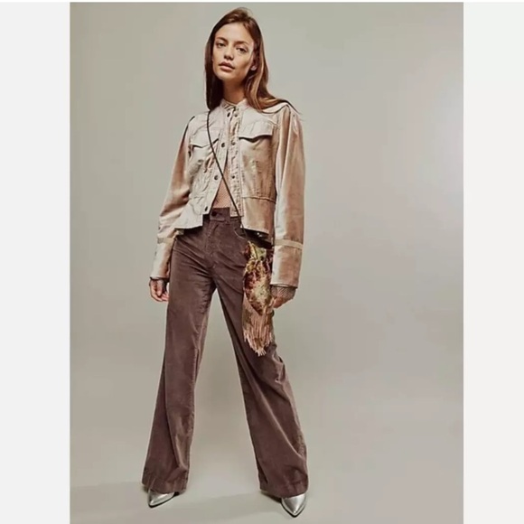 FREE PEOPLE Ballet Racer VELVET Snap Button Jacket | Color: Champagne |NEW/NWOT! - Picture 3 of 12